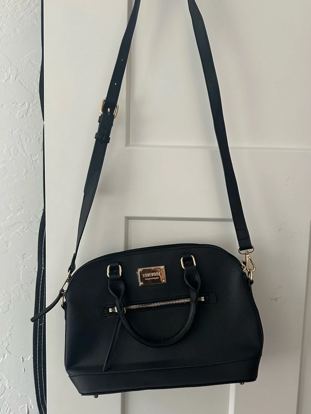 Black Dome Satchel Handbag